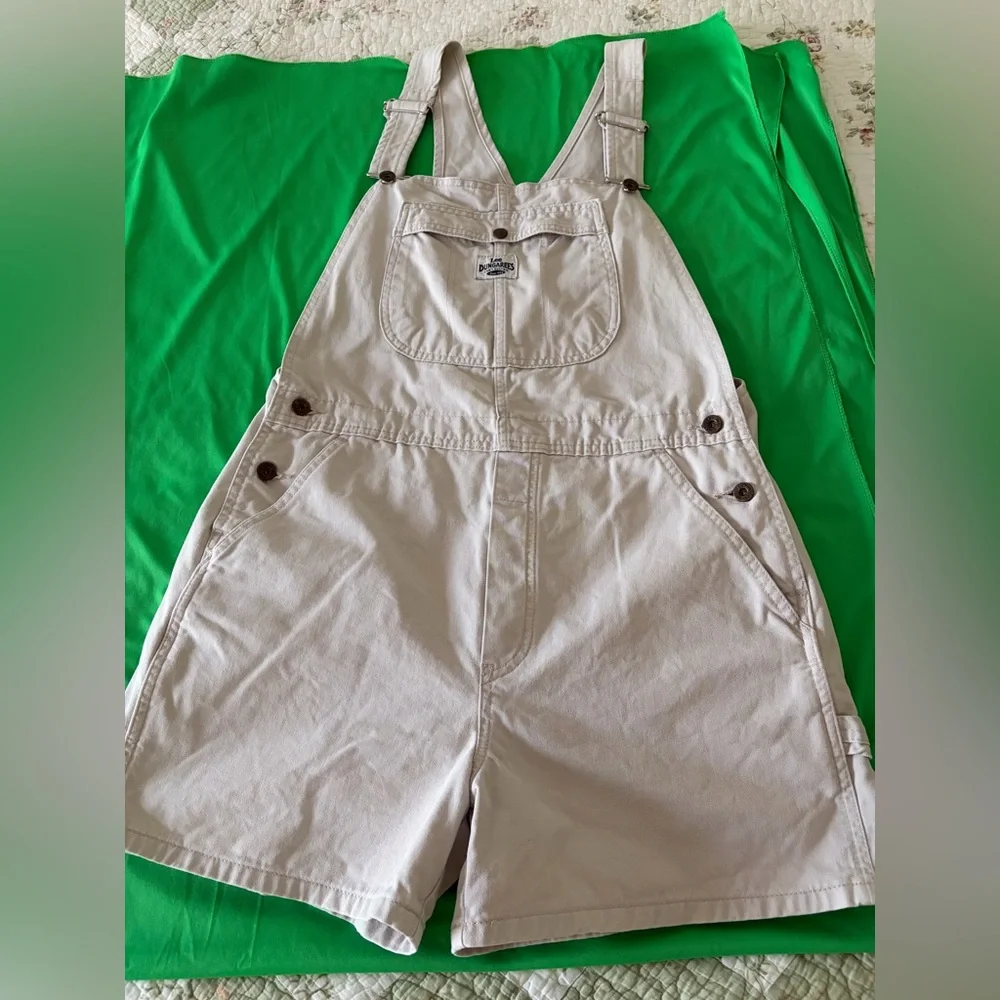 Vintage ‘90s Lee Dungarees Khaki Short Overalls - Picture 1 of 6